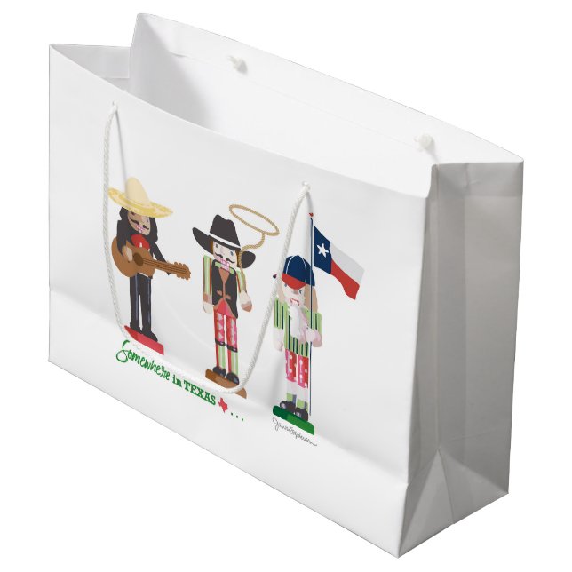 "Somewhere in Texas", Texas Nutcrackers Large Gift Bag (Front Angled)