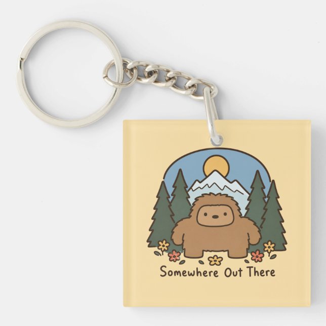 Somewhere Out There Kawaii Bigfoot Mountain Key Ring (Front)