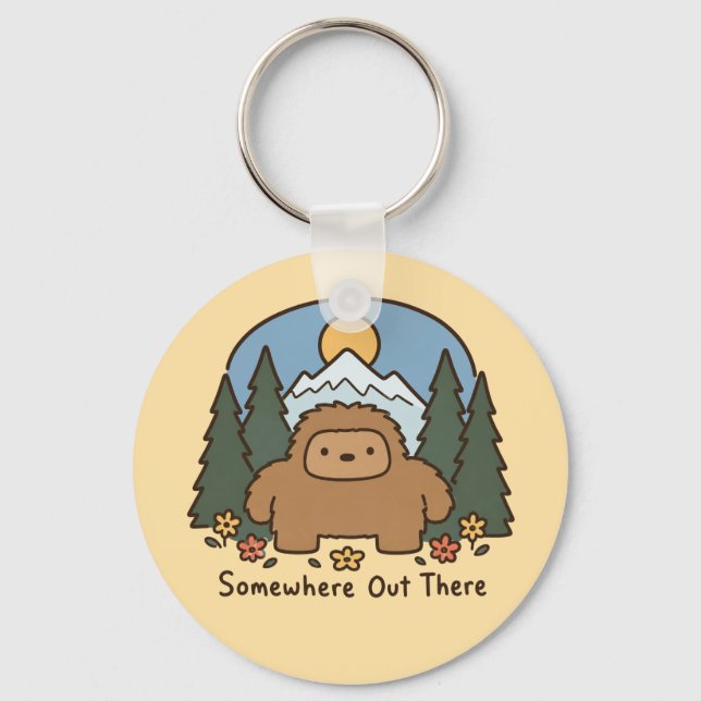Somewhere Out There Kawaii Bigfoot Mountain Key Ring (Front)