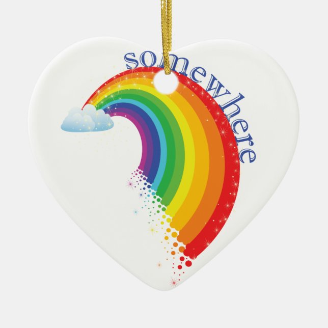 Somewhere Over the Rainbow Ceramic Tree Decoration (Front)