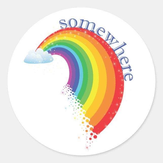 Somewhere Over the Rainbow Classic Round Sticker (Front)