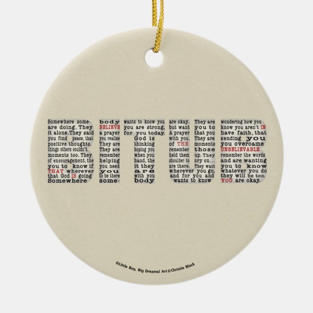 Somewhere Somebody (BITUB) Ceramic Ornament (Front)