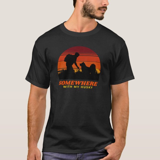 Somewhere With My Siberian Husky Men's Adventurous T-Shirt (Front)
