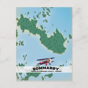 Sommarøy Norway travel poster map Postcard