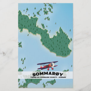 Sommarøy Norway travel poster map Stationery