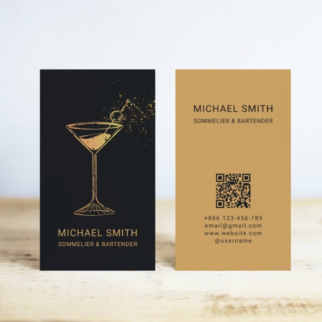 Sommelier Bartender Cocktail Nightclub Business Card (Creator Uploaded)