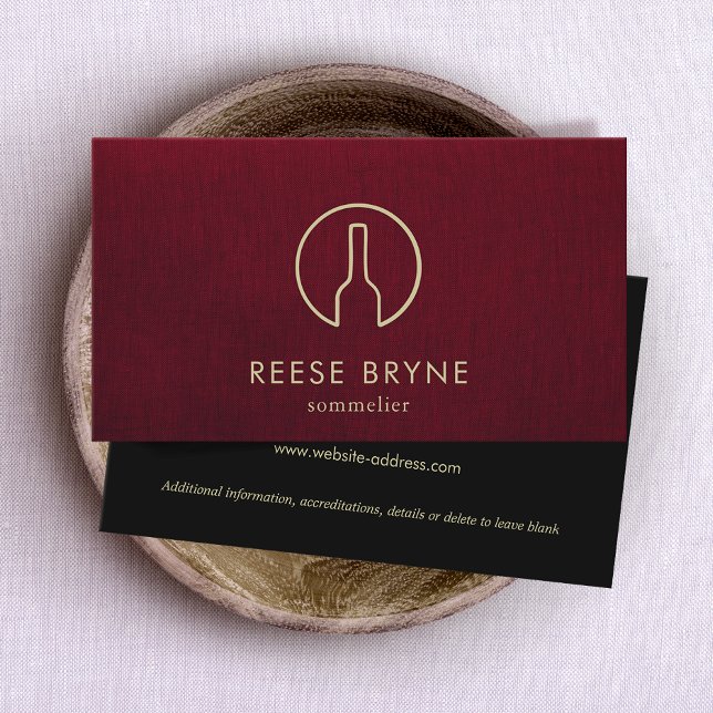 Sommelier Burgundy Red Wine Bottle  Business Card (Creator Uploaded)