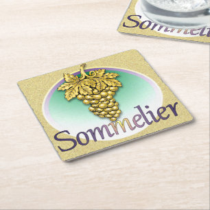 Sommelier Symbol Square Paper Coaster