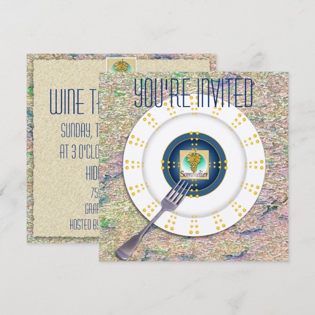 Sommelier Symbol Wine Tasting Invitation (Front/Back)