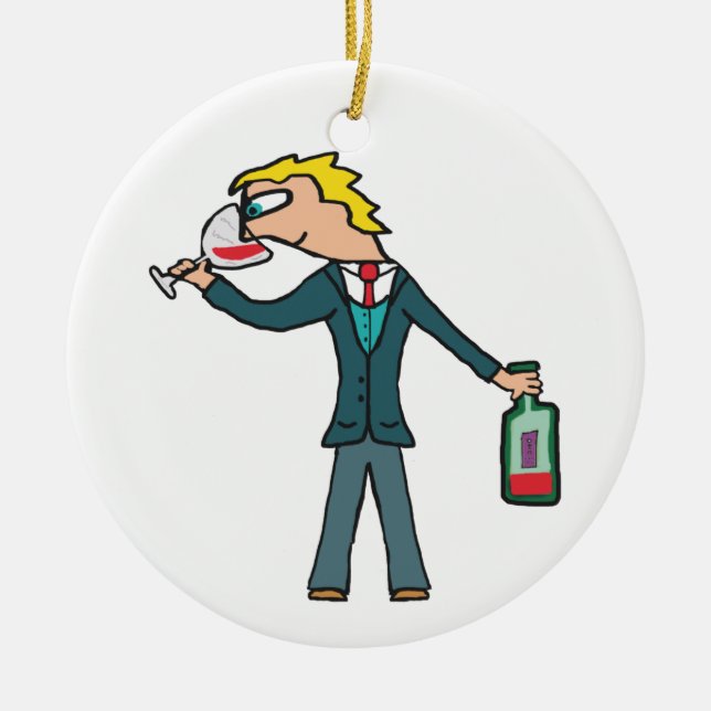 Sommelier Wine Tasting Ceramic Ornament (Front)