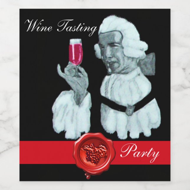SOMMELIER WINE TASTING  PARTY,RED WAX SEAL WINE LABEL (Single Label)