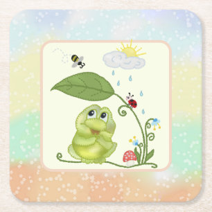 Sommerfrosch Square Paper Coaster