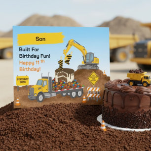 Son 11th Birthday Construction Site Card