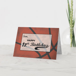 Son 12th Birthday Basketball Large Distressed Card