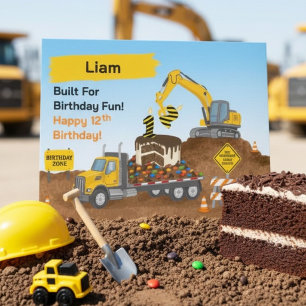 Son 12th Birthday Construction Site Card