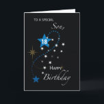 Son 18th Birthday Star Inspirational Blue & Black Card<br><div class="desc">This black card is one that would bring an inspiring message to your son once he celebrates his upcoming 18th birthday. As early as now you can get a copy of this already so you could give him when that special day comes.</div>