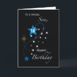 Son 18th Birthday Star Inspirational Blue & Black Card<br><div class="desc">This black card is one that would bring an inspiring message to your son once he celebrates his upcoming 18th birthday. As early as now you can get a copy of this already so you could give him when that special day comes.</div>
