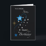 Son 23rd Birthday Star Inspirational Blue & Black Card<br><div class="desc">This card would be the best card to give a son who is celebrating a 23rd birthday most especially if you want to share an inspiring message along with your birthday greeting.</div>