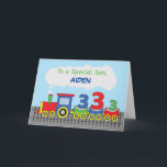 Son 3rd Birthday Colourful Train on Track Card<br><div class="desc">When you want to give something personalised for your son on his 2nd birthday then this card might just be the one you need. Personalise this with his name on the front to send him fun birthday greetings as he turns three.</div>