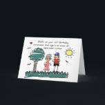 Son 40th Birthday Humourous Stick Figures Card<br><div class="desc">Celebrate a 40th birthday with humour and a touch of motherly wisdom! This fun and lighthearted card features a charming stick-figure drawing of a mum with grey hair and glasses offering sage advice to her son as they stand outside beneath the sun, birds, and a tree. Her message? Age is...</div>