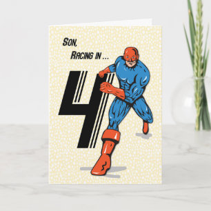 Son 4th Birthday Superhero Card