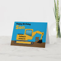 Son 5th Birthday Yellow Excavator Add Name