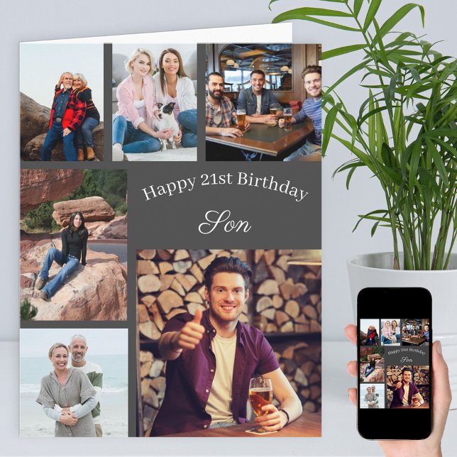 Son 6 Photo Collage Any Age Big Birthday Card (Creator Uploaded)