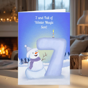 Son 6th Birthday Snowman Snowy Card