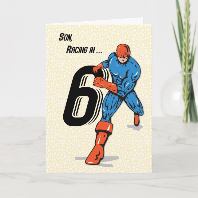 Son 6th Birthday Superhero Card (Front)