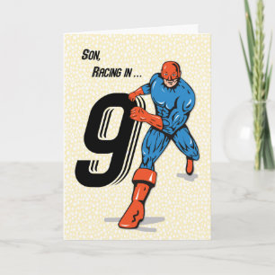 Son 9th Birthday Superhero Card