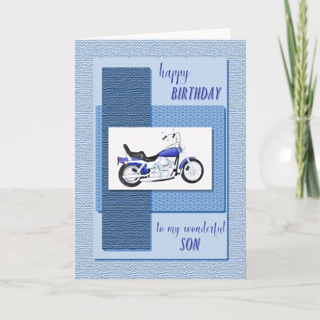 Son, a birthday card with a motor bike (Front)