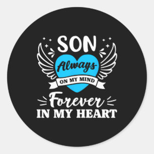 Son Always On My Mind Forever In My Heart In Heave Classic Round Sticker