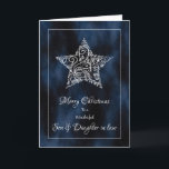 Son and Daughter in Law Christmas Card<br><div class="desc">Give a special son and daughter in law a sentimental and elegant White Star Christmas card with a deep blue,  star dusted background.</div>