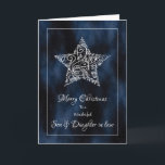 Son and Daughter in Law Christmas Card<br><div class="desc">Give a special son and daughter in law a sentimental and elegant White Star Christmas card with a deep blue,  star dusted background.</div>