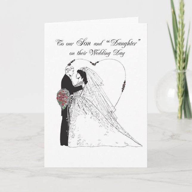 Son and "Daughter" on Wedding Day Card (Front)