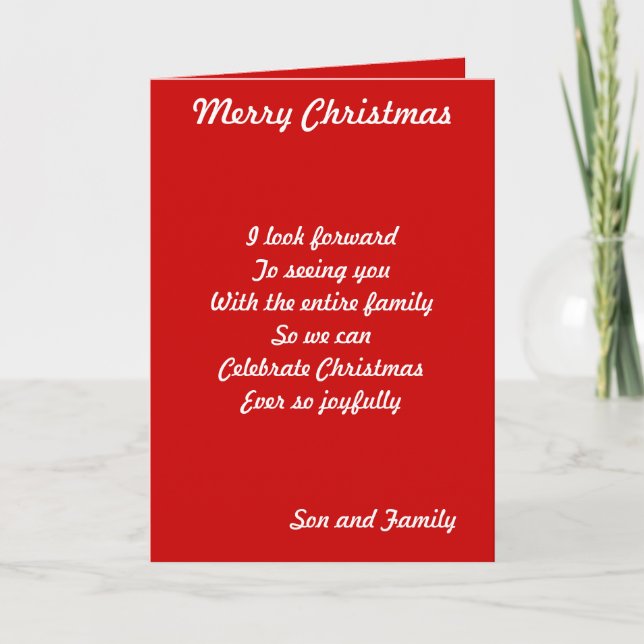 Son and family Christmas cards (Front)
