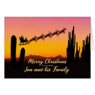 Son and Family Christmas Santa Over Desert