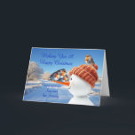 Son and Family Robins and Snowman Christmas Holiday Card<br><div class="desc">A beautiful Christmas card for a son and his family. Send seasonal cheer with this beautifully illustrated Christmas card showcasing three cheeky robins balancing on a snowman's carrot nose. A joyful design capturing the magic of winter and the spirit of the holidays.</div>