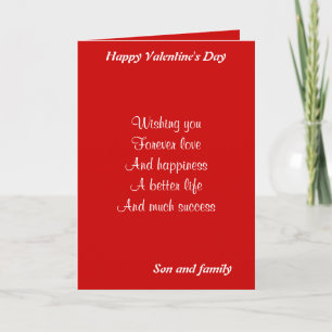 Son and family valentine's day holiday card