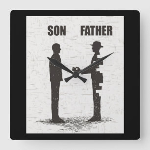 Son And Father Square Wall Clock