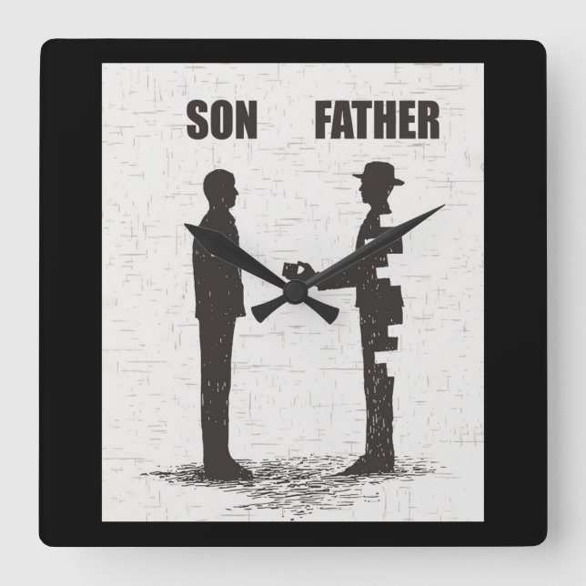 Son And Father Square Wall Clock (Front)