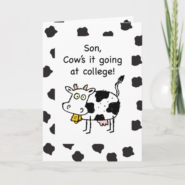 Son Away at College Thinking of You Funny Cow Card (Front)