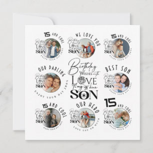 Son Birthday 8 Photo Collage Typography Card