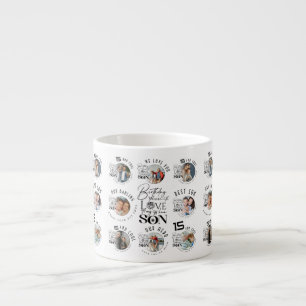 Son Birthday 8 Photo Collage Typography  Espresso Cup