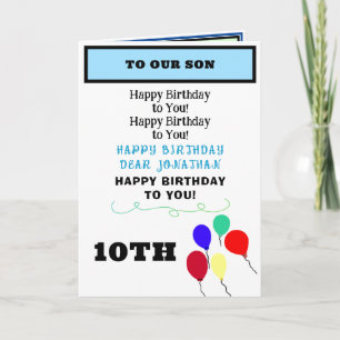 Son Birthday Balloons Cupcakes NAME Any Age Card