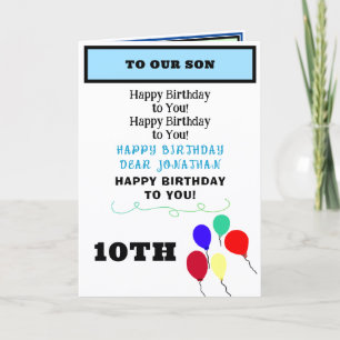 Son Birthday Balloons Cupcakes NAME Any Age Card