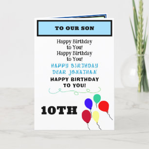 Son Birthday Balloons Cupcakes NAME Card