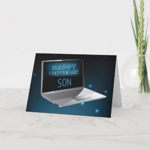 Son Birthday Computer, Technology, Night Sky Card