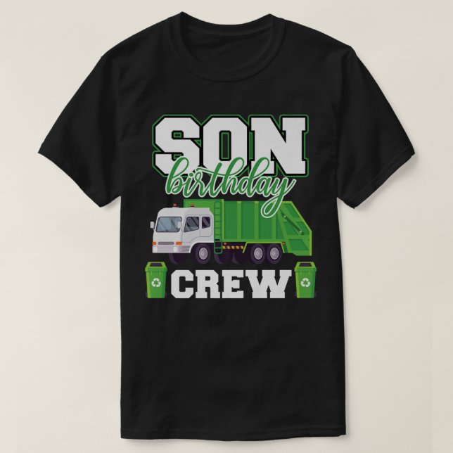 Son Birthday Crew Garbage Truck Family Matching Bi T-Shirt (Design Front)