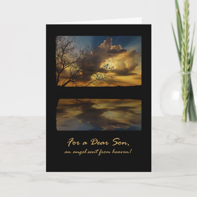 Son Birthday Dramatic Sunset and Lake Card (Front)